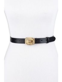 Sunburst Plaque Leather Belt