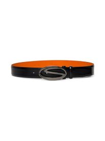 Reversible Logo Buckle Leather Belt