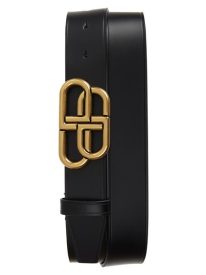 BB Logo Buckle Leather Belt