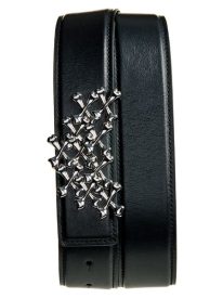 Stacked Bones Buckle Leather Belt