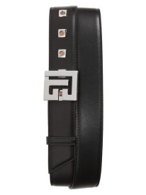 Men's Logo Buckle Leather Belt