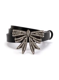 Crystal Bow Buckle Leather Belt
