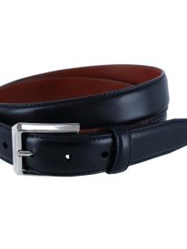 30MM Pebble Grain Leather Belt with Silver Buckle