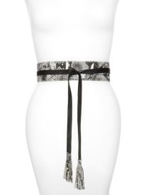 Bronco Snake Embossed Leather Wrap Belt