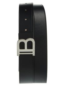 Logo Buckle Calfskin Leather Belt