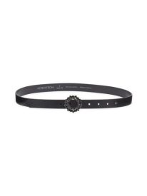 Luna Crystal Embellished Buckle Leather Belt