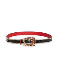 Giddy Croc Embossed Leather Skinny Belt