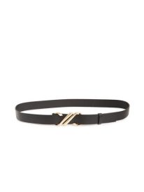 Monogram Buckle Leather Belt