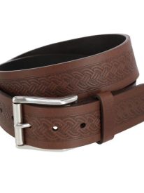 Grady 40mm Celtic Scroll Embossed Leather Jean Belt