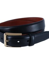 30MM Pebble Grain Leather Belt with Gold Buckle