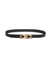 Large Stone Buckle Leather Belt