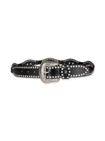 Studded Scallop Leather Belt