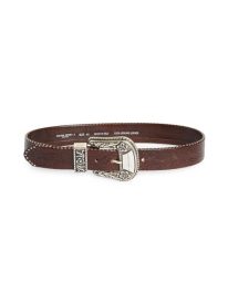 Floral Embossed Stud Leather Belt