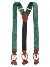 Hunter Green Paisley Silk Suspenders