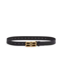 Hourglass Logo Buckle Leather Belt