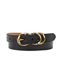 Triple Buckle Leather Belt