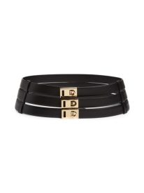 3-Buckle Laddered Leather Belt