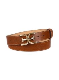 Logo Buckle Leather Belt