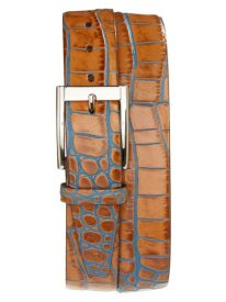 Croc Embossed Leather Belt