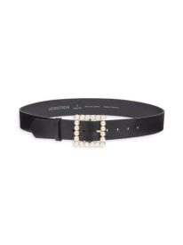 Elizabeth Faux Pearl Buckle Leather Belt