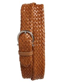 Gancio Buckle Woven Leather Belt